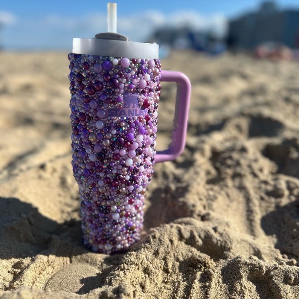 Handmade Stanley Purple and white tumbler